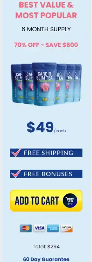 Cardio Slim Tea six-pack pricing